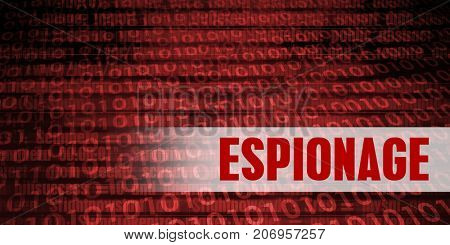 Espionage Security Warning on Red Binary Technology Background
