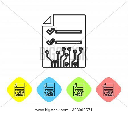Grey Smart Contract Line Icon On White Background. Blockchain Technology, Cryptocurrency Mining, Bit