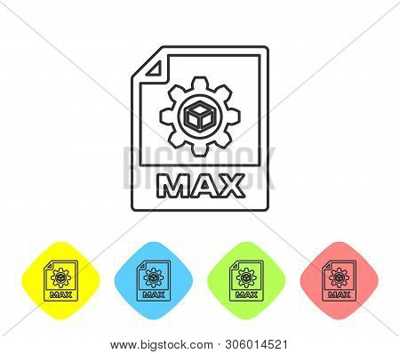 Grey Max File Document Icon. Download Max Button Line Icon Isolated On White Background. Max File Sy