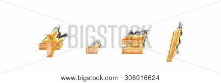 Artistic Creative Font, Infernal Fire And Smoke Plus Minus (dash) Equals Sign And Slash (stroke, Sol