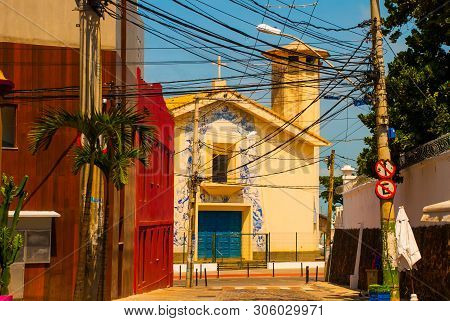 Salvador, Brazil: Beautiful Catholic Church With Drawings On The Facade