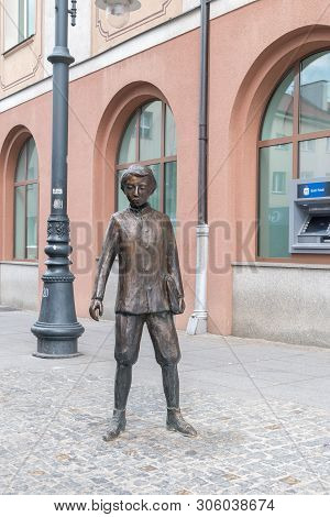 Bialystok, Poland - May 18, 2019: Young Ludwik Lejzer Zamenhof Sculpture.