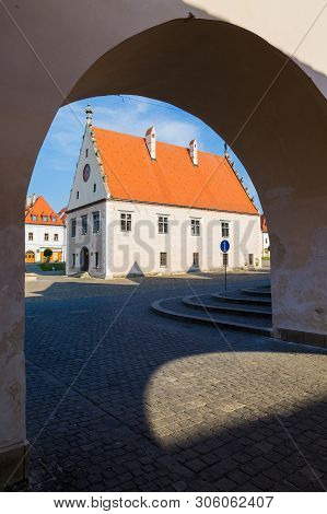 Bardejov, Slovakia - August 09, 2015: Old Main Square Buildings. Mostly Renaissance, Originally Goth