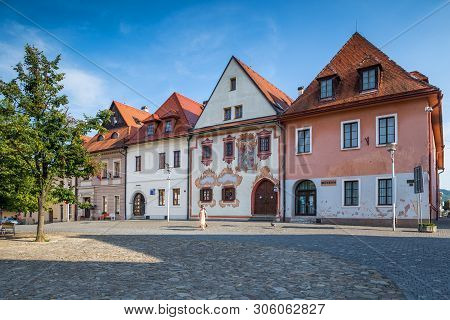 Bardejov, Slovakia - August 09, 2015: Old Main Square Buildings. Mostly Renaissance, Originally Goth