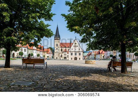 Bardejov, Slovakia - August 09, 2015: Old Main Square Buildings.bardejov, Slovakia