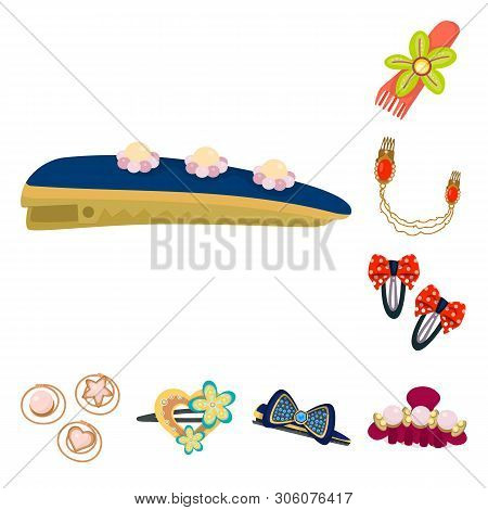 Isolated Object Of Barrette And Hair Icon. Set Of Barrette And Accessories Stock Vector Illustration