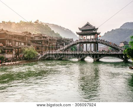 2 June 2019, Fenghuang China : Antique Bridge Scenery In Fenghuang Phoenix Town In Hunan China