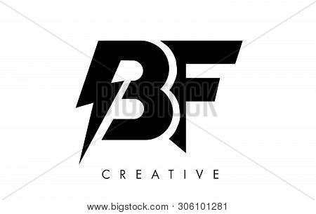 Bf Letter Logo Design With Lighting Thunder Bolt. Electric Bolt Letter Logo Vector Illustration.