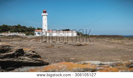 Architectural Detail Of The Corbeaux Marine Lighthouse In Yeu Island