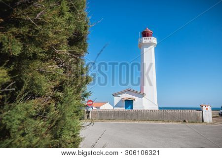 Architectural Detail Of The Corbeaux Marine Lighthouse In Yeu Island