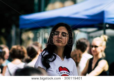 Tel Aviv Israel June 7, 2019 View Of Unknown Israeli Girl Walking At The Carmel Marquet In Tel Aviv 