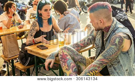 05.16.2019 - Kiyv, Ukraine: Tattoo Festival. Millennials With Tattoo On Them Body Are Coming On The