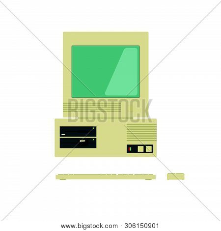 Old Computer In Retro Style Vector Illustration