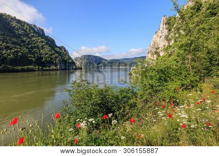 Landscape In The Danube Gorges. Cazanele Mari Seen From The Romanian Side