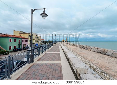 City Street And Embankment In Caorle