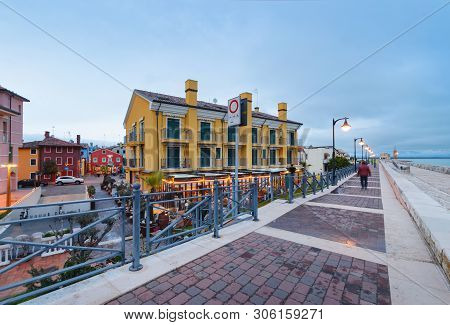 Colorfull Embankment In Caorle Italy In Evening Time