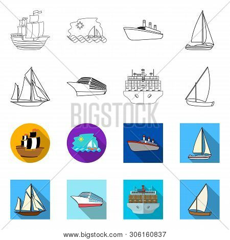 Vector Illustration Of Yacht And Ship Logo. Set Of Yacht And Cruise Stock Vector Illustration.