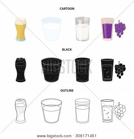 Vector Design Of Glass  And Transparent  Icon. Set Of Glass  And Empty  Stock Symbol For Web.