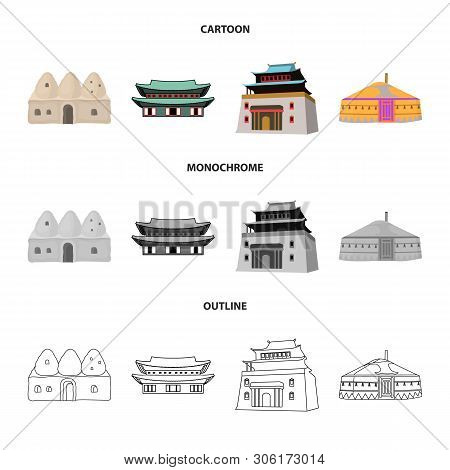 Vector Design Of Town  And Chinatown Symbol. Collection Of Town  And Asian  Vector Icon For Stock.