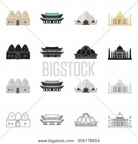 Isolated Object Of Town  And Chinatown Icon. Collection Of Town  And Asian  Vector Icon For Stock.