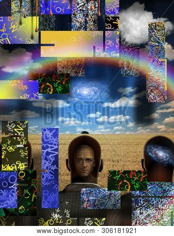Complex Surreal Art. Anxious Thoughts. 3D rendering