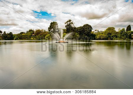 The well known fountain on Virginia Lake in Whanganui