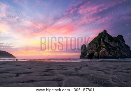 The Beautiful Rock Formats Off The Coast At Wharariki Beach