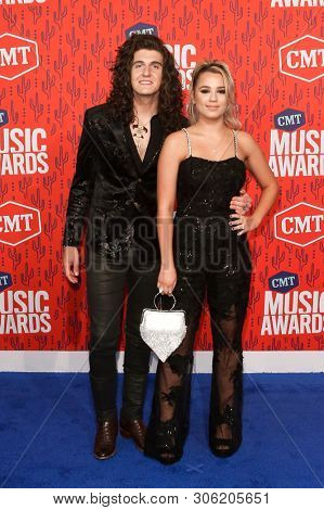NASHVILLE - JUN 5: Cade  Foehner (L) and Gabby Barrett attend the 2019 CMT Music Awards at Bridgestone Arena on June 5, 2019 in Nashville, Tennessee.