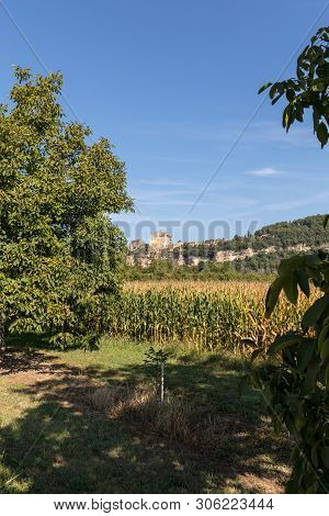 The Medieval Chateau De Beynac Rising On A Limestone Cliff Above The Dordogne River. France, Dordogn