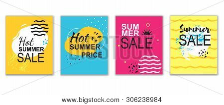 Hot Price Summer Sale Banner Set. Flyer Design Promotion Advertising Vector Illustration. Business M
