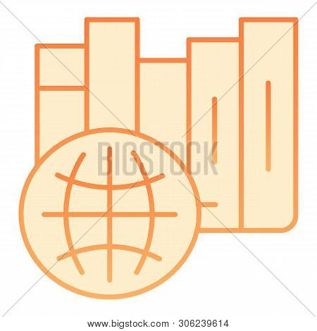 International Library Flat Icon. International Education Orange Icons In Trendy Flat Style. Learning