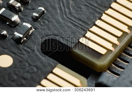 Electronic Circuit Blur Computer Board. Blur Electronic Circuit Close Up Computer