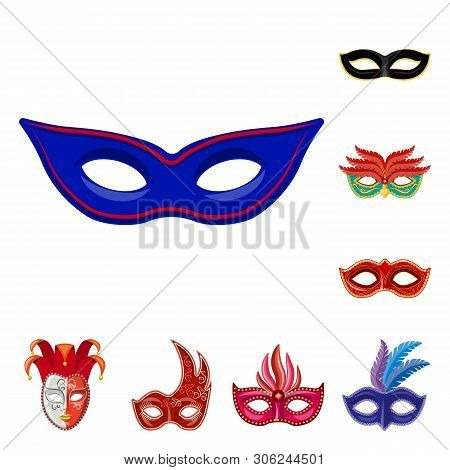 Vector Design Of Carnival And Theatrical Icon. Set Of Carnival And Mystery Vector Icon For Stock.