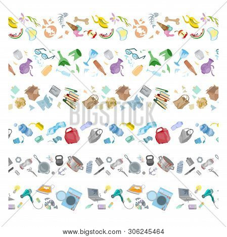 Waste Sorting Management Concept Separation Garbage Disposal Refuse Bin Illustration