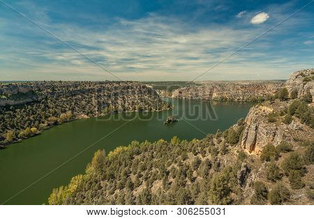 Parque Natural Hoces Duraton, Segovia, Spain - April 13, 2014: Panoramic View Of The Canyon That Cro