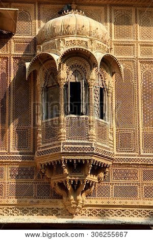 View Of Outward Projecting, Highly Decorative, Domed Balcony Of Patawon-ki-haweli At Jaisalmer Fort 