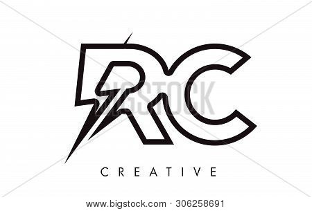 Rc Letter Logo Design With Lighting Thunder Bolt. Electric Bolt Letter Logo Vector Illustration.