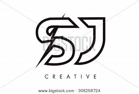 Sj Letter Logo Design With Lighting Thunder Bolt. Electric Bolt Letter Logo Vector Illustration.