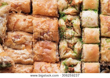 Traditional Sweet Oriental Dessert, Oriental Sweets Close-up, Baklava