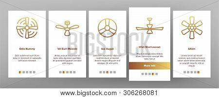 Ceiling Fans, Propellers Vector Onboarding Mobile App Page Screen. Electric Indoor Fans. Air Conditi