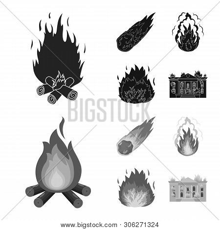 Vector Illustration Of Fire And Flame Logo. Set Of Fire And Fireball Vector Icon For Stock.