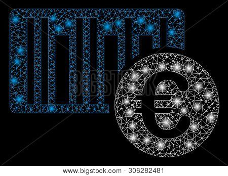 Bright Mesh Euro Bar Code Price With Glare Effect. Abstract Illuminated Model Of Euro Bar Code Price
