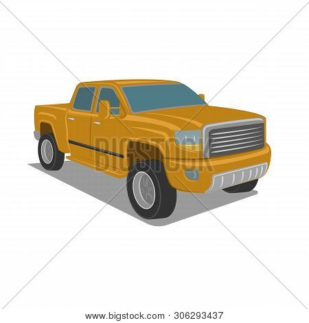 Modern Pickup Truck Vector Illustration. Suv 4x4 Offroad Wehicle