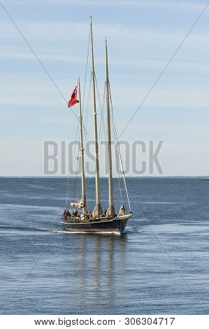 Fairhaven, Massachusetts, Usa - June 12, 2019: Training Vessel Spirit Of Bermuda Approaching Fairhav