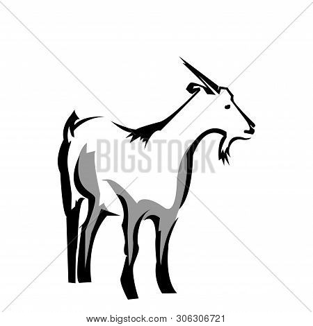 Goat Logo Stock, Goat Silhouette, Flat Design