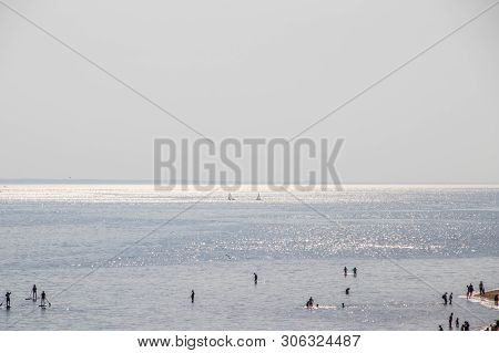 The Gulf Of Finland . Summer Sea In Clear Windless Weather. Sea Without Waves.