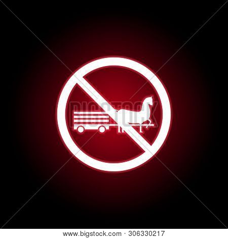 Forbidden Horse Icon In Red Neon Style. Can Be Used For Web, Logo, Mobile App, Ui, Ux