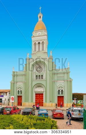 Cajica, Colombia June 6 Immaculate Conception Church Of Cajica With Its Park Is A Meeting Point For 