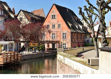 Colmar, France - April 18, 2019. The Little Venice Of Colmar - Is A Picturesque Old Tourist Area Wit