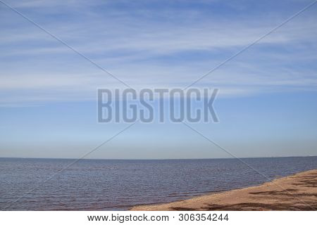 The Gulf Of Finland . Summer Sea In Clear Windless Weather. Sea Without Waves.